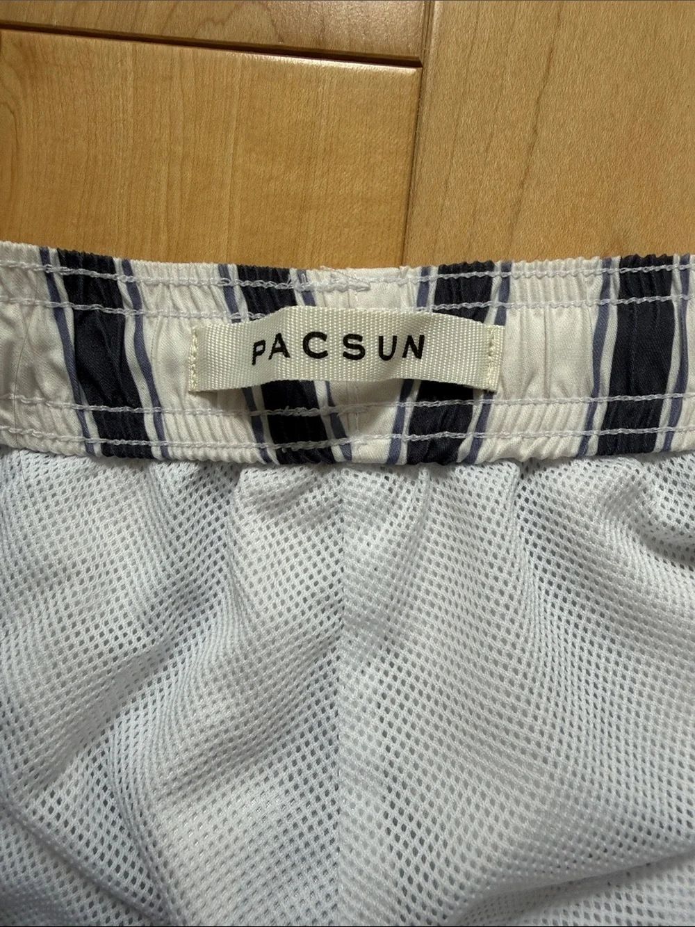 PacSun Men’s Navy & White Vertical Stripe Swim Shorts